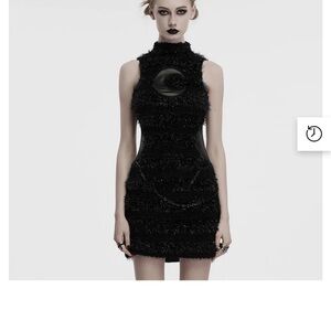 Moon Faux Fur and Leather Mini Dress